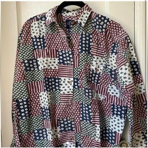 Vintage quilt pattern collared shirt
